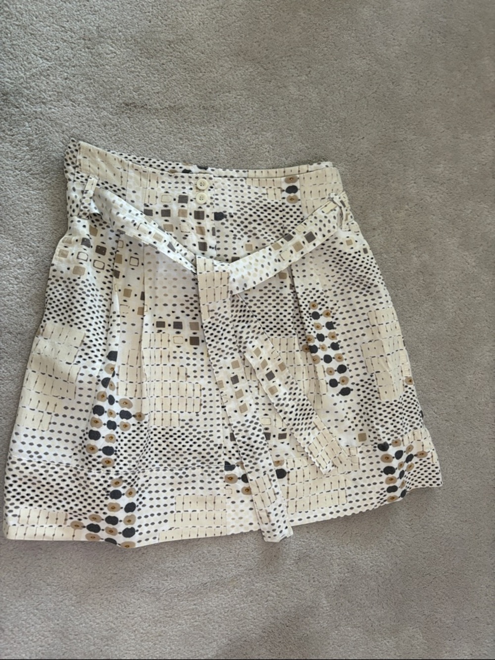 Skirt - Sandro Cream Multi Printed Mini Skirt